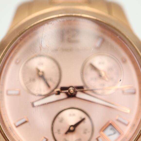 Michael Kors Rose Gold Tone Mecaquartz Chronograph Watch 33mm Date w New Battery - Picture 7 of 15